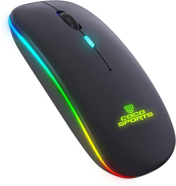 COCONUT WM12 Rechargeable Wireless Mouse with RGB LED Backlit Silent Click (black Color) Wireless Ambidextrous Optical Mouse