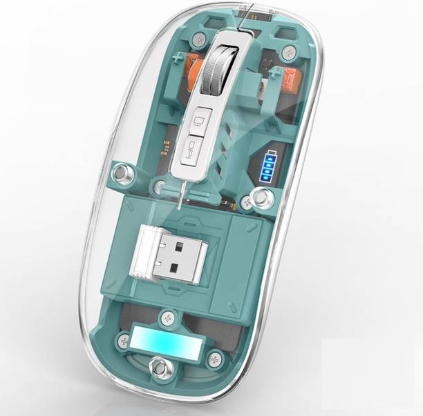 ELECTRO WOLF Transparent Silent Click Tri-Mode Wireless (Dual BT5.1+2.4GHz) Rechargeable Mice Wireless Ambidextrous Optical  Gaming Mouse  with Bluetooth