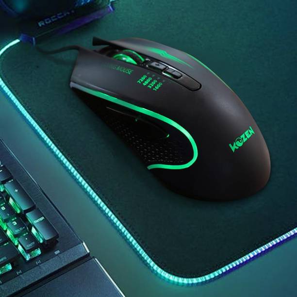 KOZEN GX59 Wired Optical Gaming Mouse|1600-7200DPI|Ergonomic Design|7 Keys|4 LED|Black Wired Ambidextrous Optical  Gaming Mouse