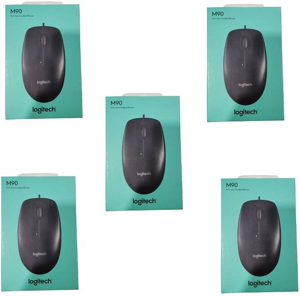 Logitech M90 / 1000 DPI Optical Tracking(Set of 5) Wired Ambidextrous Optical Mouse