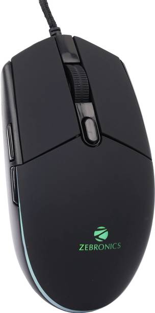 ZEBRONICS War-M Wired Ambidextrous Optical  Gaming Mouse Wired Gaming Mouse, 4200 DPI, 6 Buttons, Gold Plated, RGB, Ergonomic Design