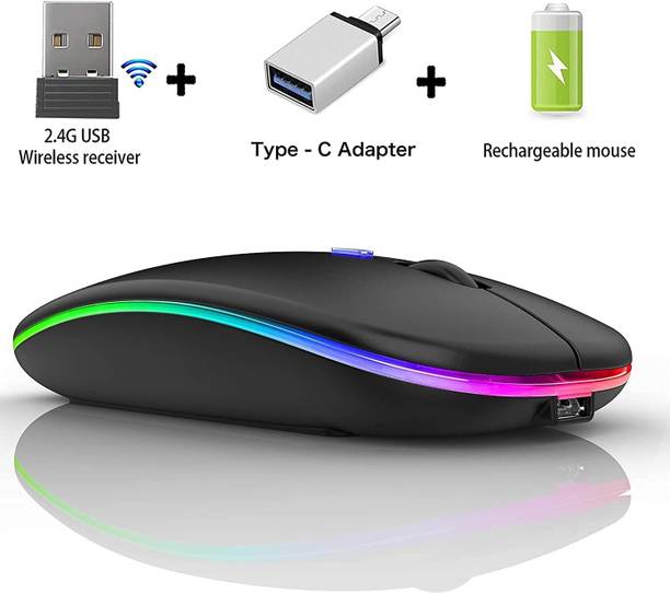 Libra LED Rechargeable Wireless Mouse, 2.4G Portable USB Mouse Wireless Ambidextrous Optical  Gaming Mouse  with Bluetooth