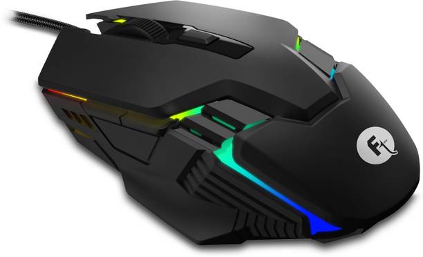 Frontech 6-Button USB Wired Mouse with 3600 DPI, 7-Color Rainbow LED Wired Ergonomic Optical  Gaming Mouse
