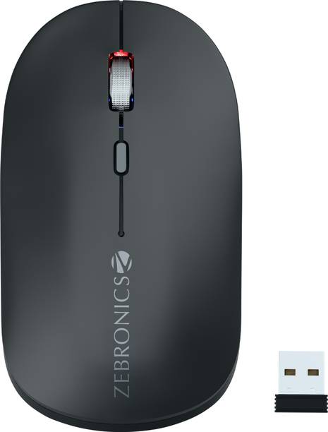 ZEBRONICS Poise Wireless Ambidextrous Optical Mouse Rechargeable Wireless Mouse ,1600DPI, Silent Ergonomic, 4 Buttons  with Bluetooth