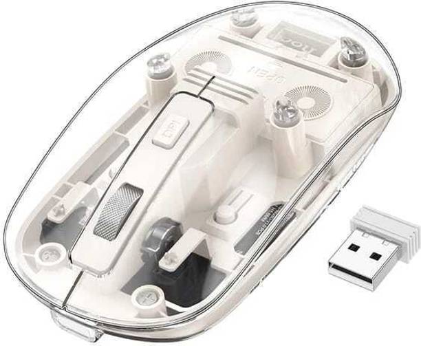 Dezful Transparent Wireless and Bluetooth Rechargeable Mouse Ambidextrous Optical  Gaming Mouse