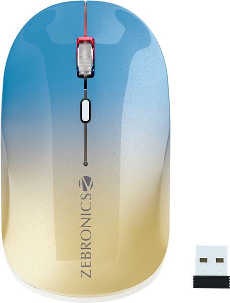 ZEBRONICS Poise Wireless Ambidextrous Optical Mouse Rechargeable Wireless Mouse ,1600DPI, Silent Ergonomic, 4 Buttons  with Bluetooth
