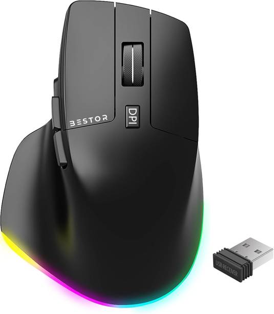 Bestor Wireless Mouse 3 Adjustable DPI, USB-C Rechargeable - USB Mouse with LED Lights Wireless Ergonomic Optical  Gaming Mouse  with Bluetooth