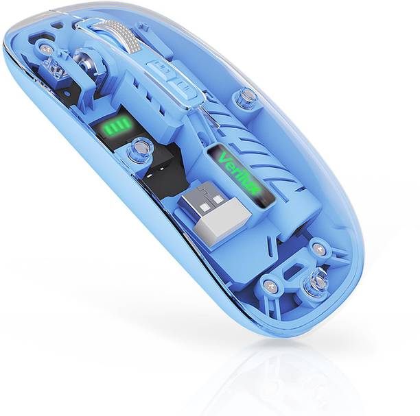 ZITRONIX Transparent Wireless Mouse Rechargeable Dual Mode Laptop Mouse Wireless Ambidextrous Optical Mouse  with Bluetooth