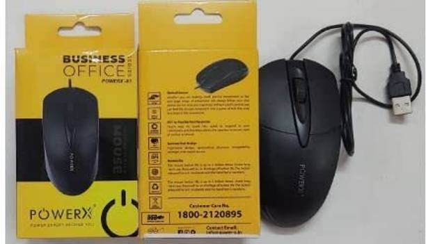 powerx USB Mouse with 3 Handy Buttons, Fast-Moving Scroll Wired Ambidextrous Optical Mouse