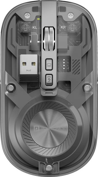 Portronics Toad 8 Transparent Wireless Mouse, Bluetooth + 2.4GHz, Rechargeable, Silent, Wireless Ambidextrous Optical Mouse  with Bluetooth