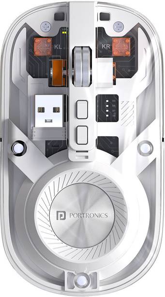 Portronics Toad 8 Transparent Wireless Mouse, Bluetooth + 2.4GHz, Rechargeable, Silent, Wireless Ambidextrous Optical Mouse  with Bluetooth