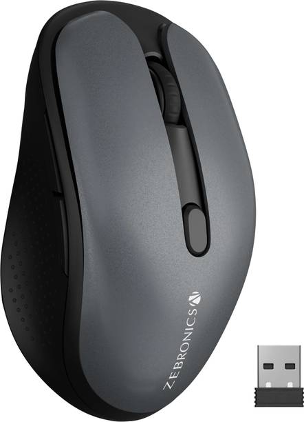 ZEBRONICS Zeb-Charm, Wireless Mouse, Mode Switch Button, (Metallic Grey) Wireless Ambidextrous Optical Mouse  with Bluetooth