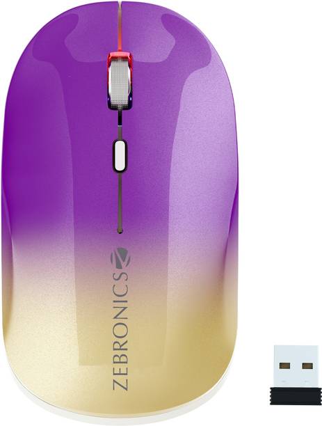 ZEBRONICS Poise Wireless Ambidextrous Optical Mouse Rechargeable Wireless Mouse ,1600DPI, Silent Ergonomic, 4 Buttons  with Bluetooth