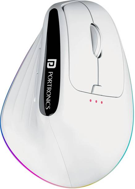 Portronics Toad Ergo 3 Ergonomic Wireless Mouse, RGB, 2400 DPI, BT & 2.4GHz, Rechargeable Wireless Right Handed Optical Mouse  with Bluetooth