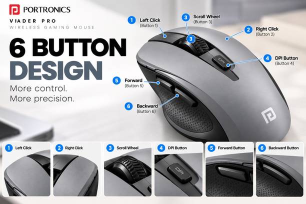 Portronics POR 2384 Wireless Ambidextrous Hybrid Gaming Mouse