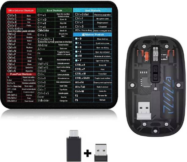 ROQ Type-C Adapter & USB Receiver with 2.4G Slim Rechargeable Wireless Ergonomic Optical Mouse  with Bluetooth