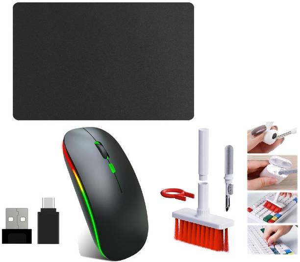 FKU ULTRA SLIM 2.4Ghz WIRELESS MOUSE,MOUSE PAD WITH TYPE C CONNECTER & CLEANING KIT Wireless Optical Mouse  with Bluetooth