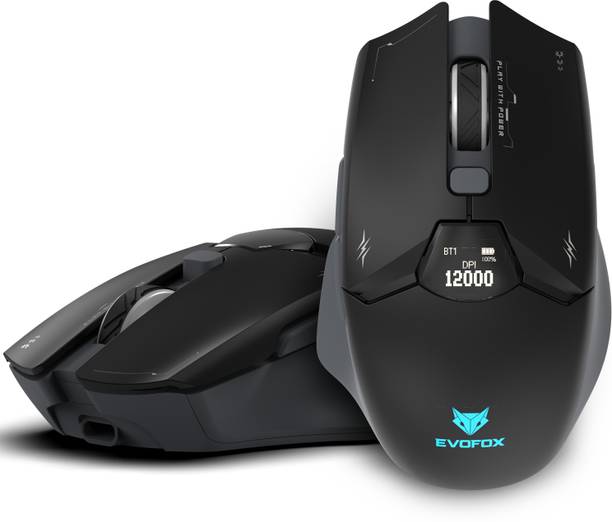 EVOFOX Banshee 2 Tri-Mode 12000 DPI Pixart Sensor LCD Display Programmable Wireless Ergonomic Optical  Gaming Mouse  with Bluetooth