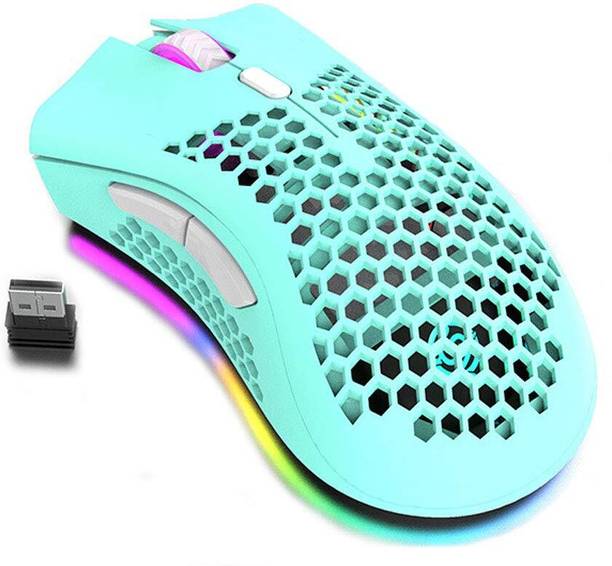 Etzin Lightweight Gaming Mouse Honeycomb Rechargeable Wireless Green EPL-597KM-01 Wireless Ambidextrous Mechanical  Gaming Mouse  with Bluetooth