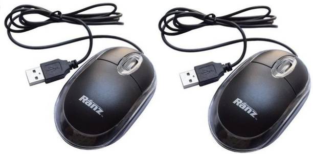 Ranz Wired Optical Mouse USB 2.0 2000dpi 2 pcs Wired Ambidextrous Laser Mouse