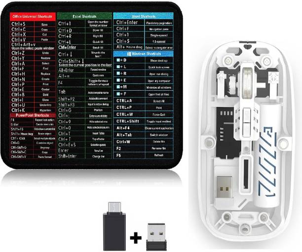 ROQ Type-C Adapter & USB Receiver with 2.4G Slim Rechargeable Wireless Ergonomic Optical Mouse  with Bluetooth