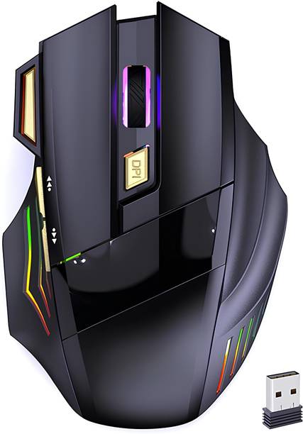 ELECTRO WOLF 7 Color RGB LED Lighting, 7 Buttons with Fire Key, DPI up to 3200 Gold Wireless Optical  Gaming Mouse  with Bluetooth