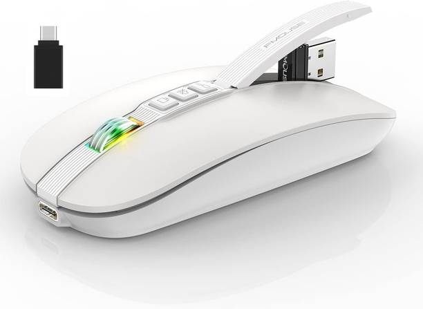 FKU 2.4GHz Wireless + Bluetooth 5.1 Mouse, Multi-Device Dual Mode Slim Rechargeable Wireless Ambidextrous Optical  Gaming Mouse  with Bluetooth