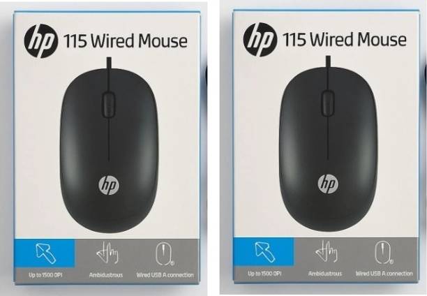 HP 115 USB SETOF 2 Wired Ambidextrous Optical Mouse