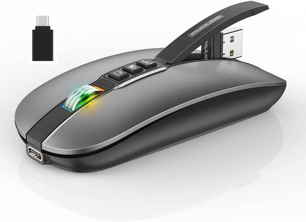 FKU F_MOUSE 2.4GHz Wireless + Bluetooth 5.1 Mouse, Dual Mode Slim Rechargeable Wireless Ambidextrous Optical  Gaming Mouse  with Bluetooth
