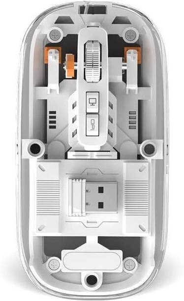 ZOROW Pureview Transparent Wireless and Bluetooth Rechargeable Mouse Wireless Ambidextrous Optical  Gaming Mouse  with Bluetooth