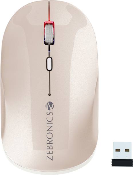 ZEBRONICS Poise Wireless Ambidextrous Optical Mouse Rechargeable Wireless Mouse ,1600DPI, Silent Ergonomic, 4 Buttons  with Bluetooth