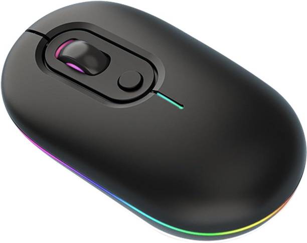 ELECTRO WOLF Portable Silent Slim Bluetooth 5.2 & USB 2.4Ghz Dual Mode With RGB Rechargeable Wireless Ambidextrous Optical  Gaming Mouse  with Bluetooth