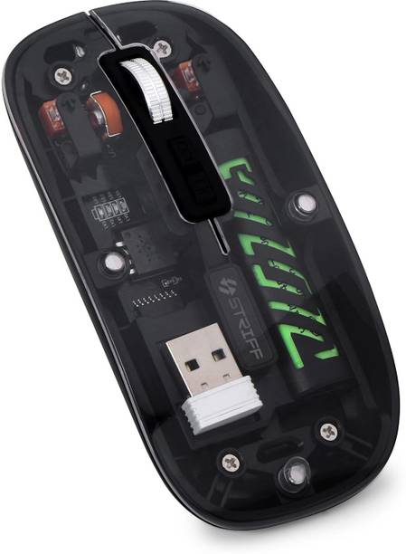 STRIFF NEO-BLA Transparent Wireless and Bluetooth Rechargeable Mouse Wireless Ambidextrous Optical  Gaming Mouse  with Bluetooth