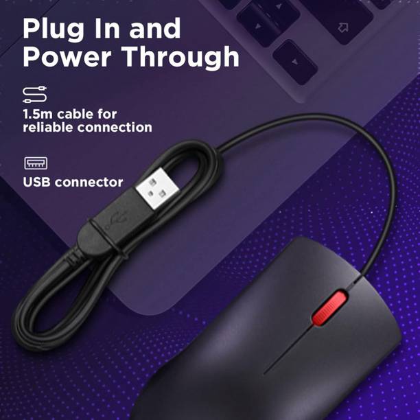 Lenovo 120 Wired Mouse Wired Ambidextrous Optical Gaming Mouse  (USB 3.0, Black)