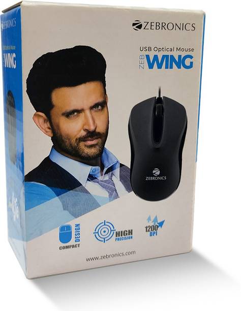 ZEBRONICS ZEB WING Wired Ambidextrous Optical Mouse