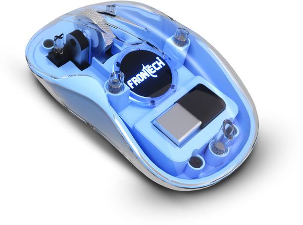 Frontech Transparent Mouse | 4800DPI | Dual Receivers |300mAh Rechargeable Battery| Wireless Ergonomic Optical Mouse  with Bluetooth