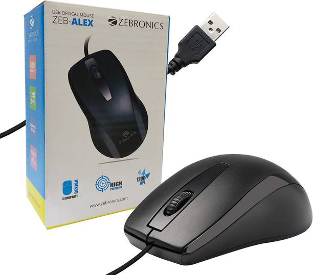 ZEBRONICS ALEX Wired Ambidextrous Optical Mouse