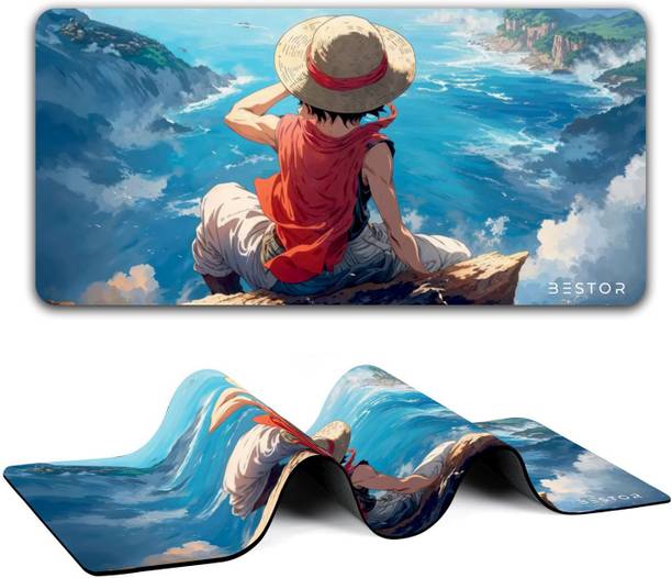 Bestor Anime Series Mouse Pad-Luffy Ocean Cliff Design Mouse Mat 60cmx34cm Non Slip Base Mousepad