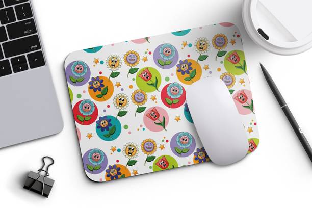 ARTOLIC Cute Flowers Seamless Pattern Printed Mousepad Anti-Slip 9x7.5 Inch Non Slip Base Mousepad