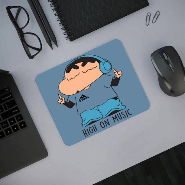 BHS BROTHERS Shinchan High On Music Printed 3mm Thick Mouse Pad for PC/Laptop/Computer Non Slip Base Mousepad