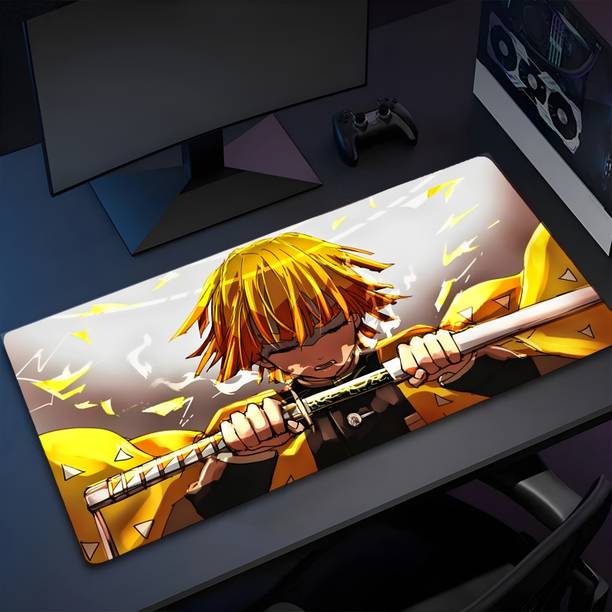 Eshaaver Laptop & Desktop Mat Zenitsu Agatsuma Animie Print Anti-Fray Cloth & Spill Proof Non Slip Base Mousepad
