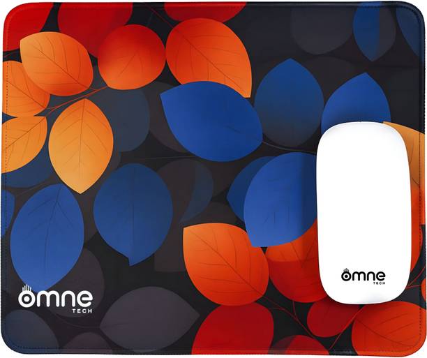 omne TECH T10_Smooth Mouse Pad for Desk – Leaf Pattern, Non-Slip Rubber Base, 250x210mm Non Slip Base Mousepad
