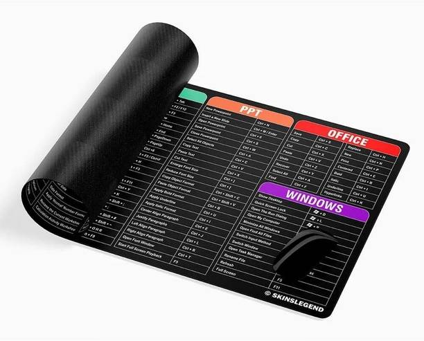 CITYCART English Shortcut Keys Desk pad Large Computer Mouse Mat Mousepad (Black Mousepad