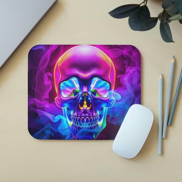 makekart Striking Colorful Skull and Vapor Mousepad Non Slip Base Mousepad