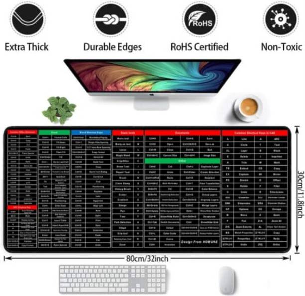 Rajguru Anti-Slip Keyboard Pad with Office Software Shortcuts Pattern, Clear Mousepad Non Slip Base Mousepad