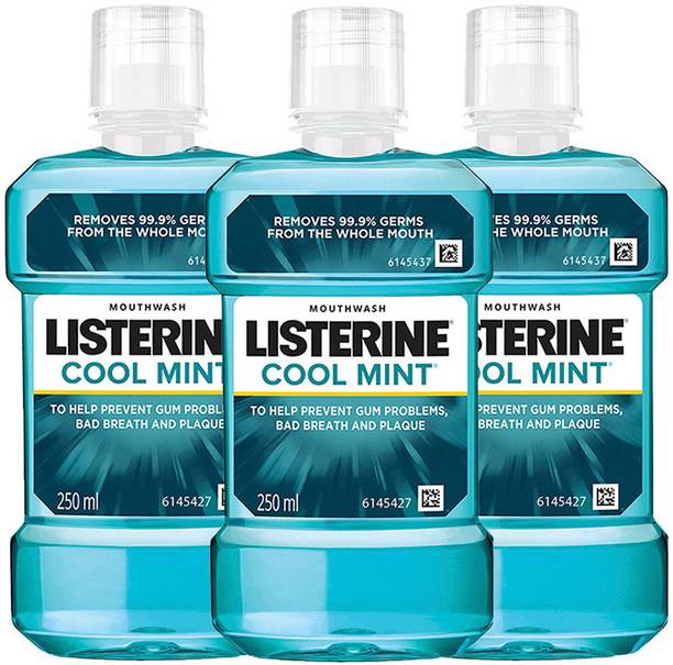 LISTERINE Cool Mint Mouthwash - (Pack of 3 - 250ml each) - Coolmint