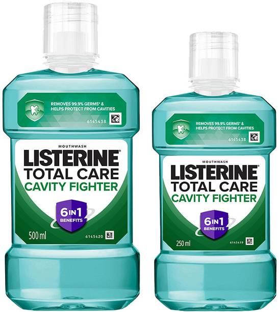 LISTERINE Cavity Fighter Mouthwash| Removes 99.99% germs| Home & Travel Combo - Mint