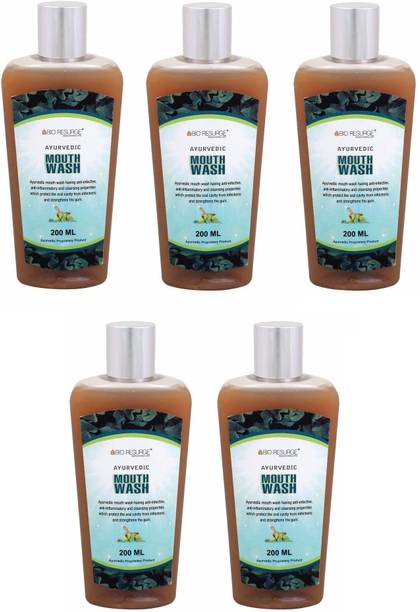 BIO RESURGE LIFE Ayurvedic Mouth Wash Pack of 5 (200ml Each) - Spearmint, Clove