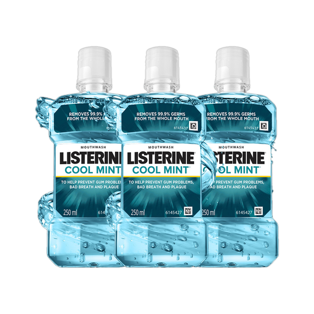 LISTERINE Cool Mint Mouthwash - (Pack of 3 - 250ml each) - Coolmint