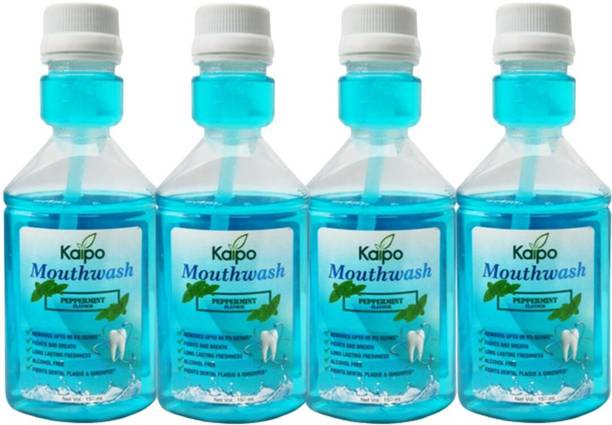 KAIPO Mouthwash for Keep Teeth Strong and Whiter & Remove Bad Smell (Pack Of 4x150ml) - Peppermint